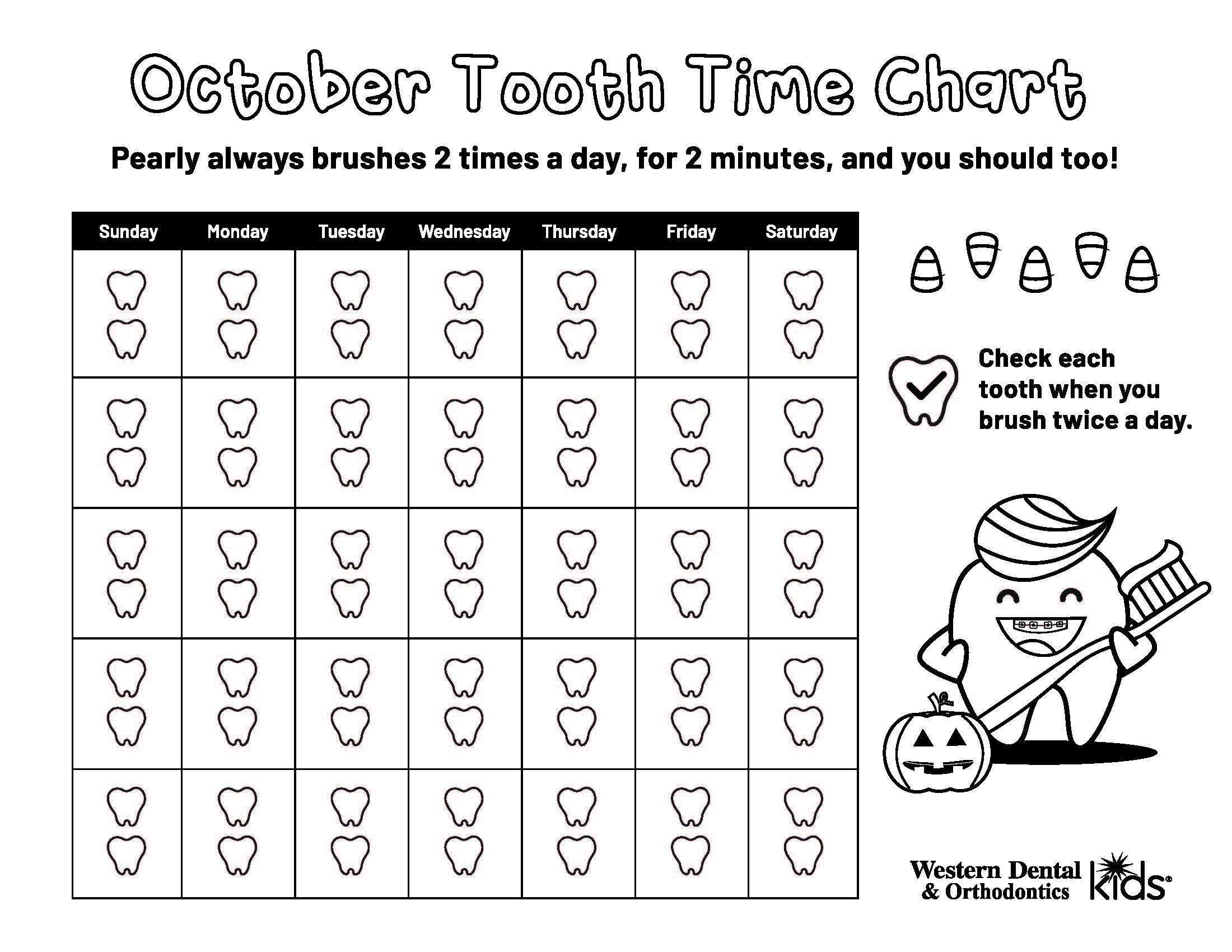 Western Dental Kid's Tooth Chart - Fall 2022