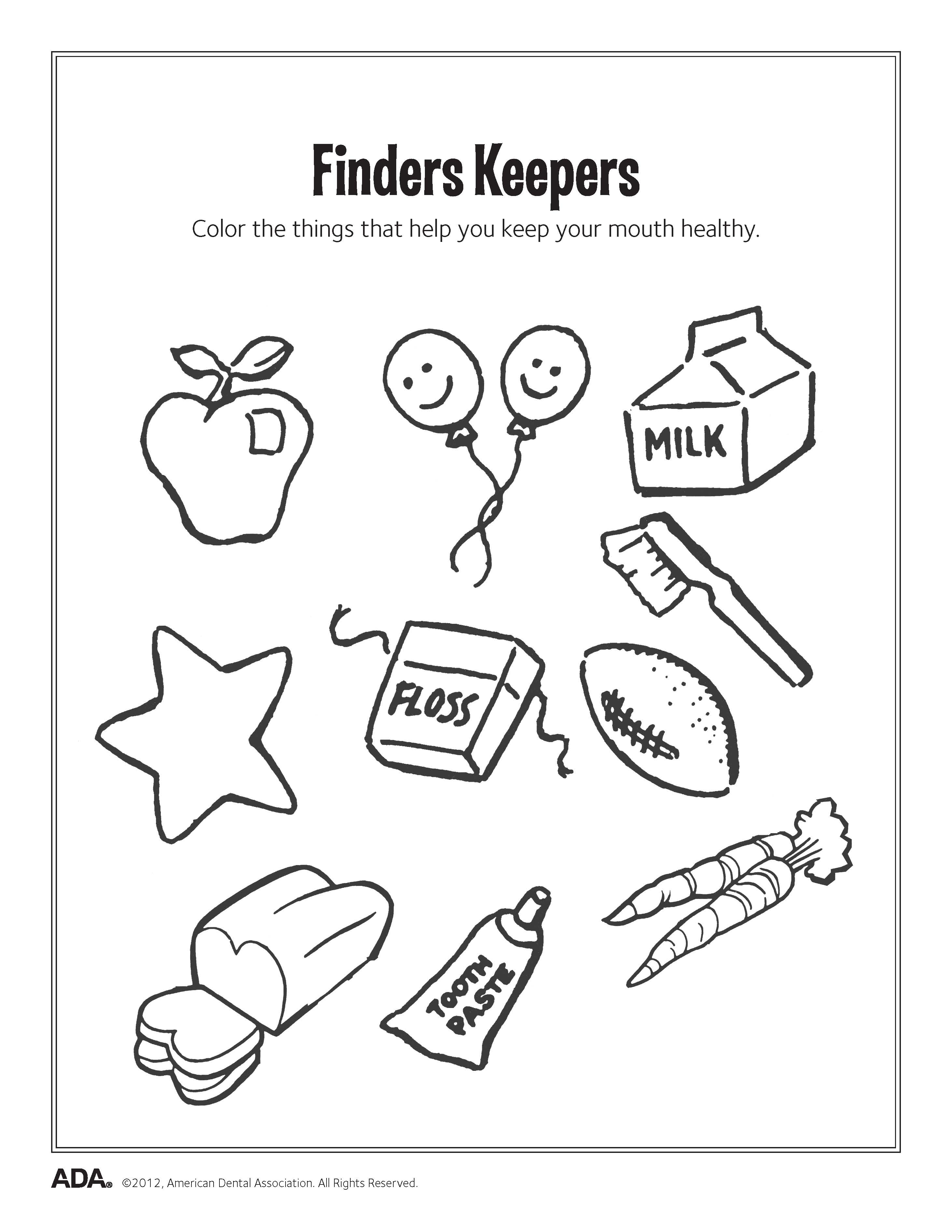 Western Dental Kids - Nutrition Coloring Sheet