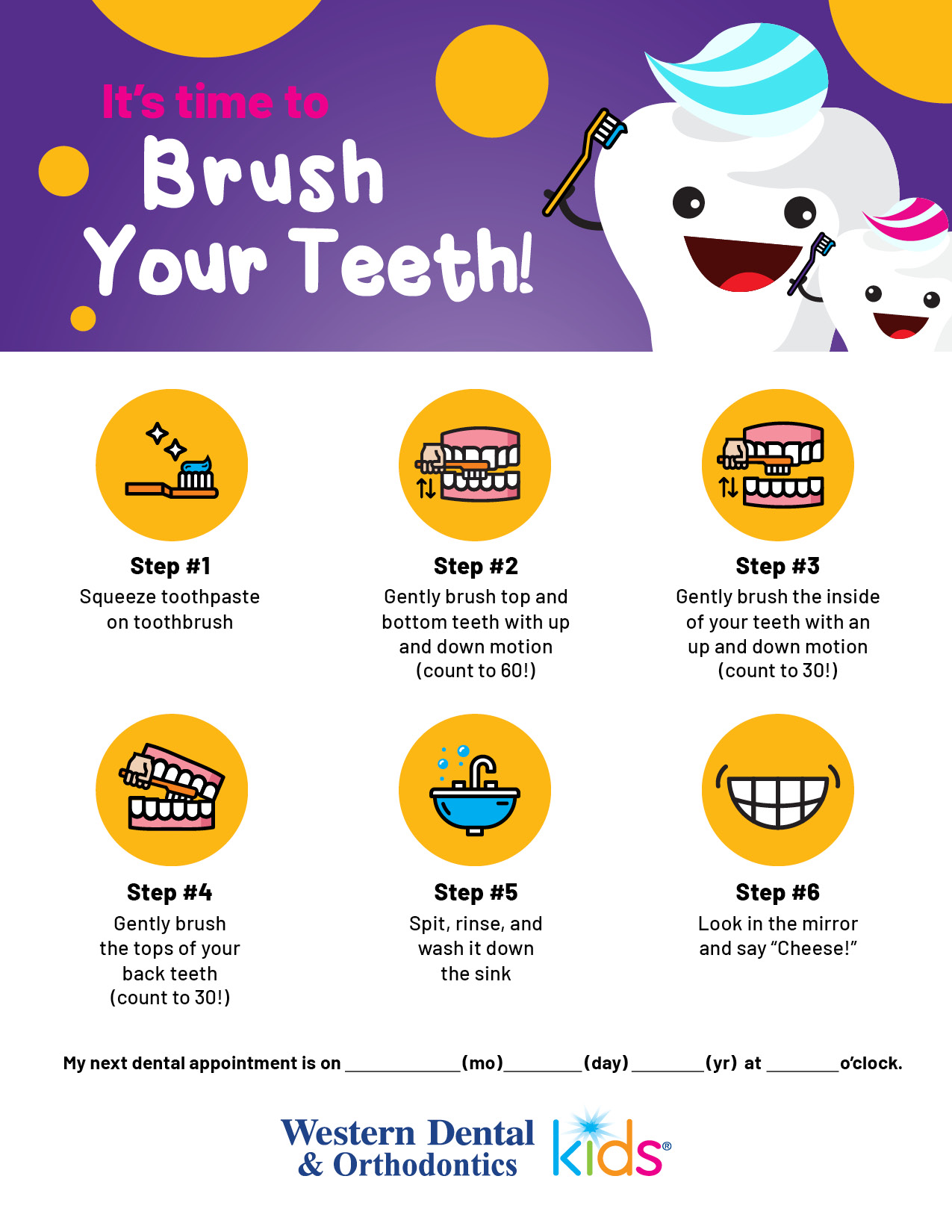 Western Dental Kids - February 2021 Brushing Calendar